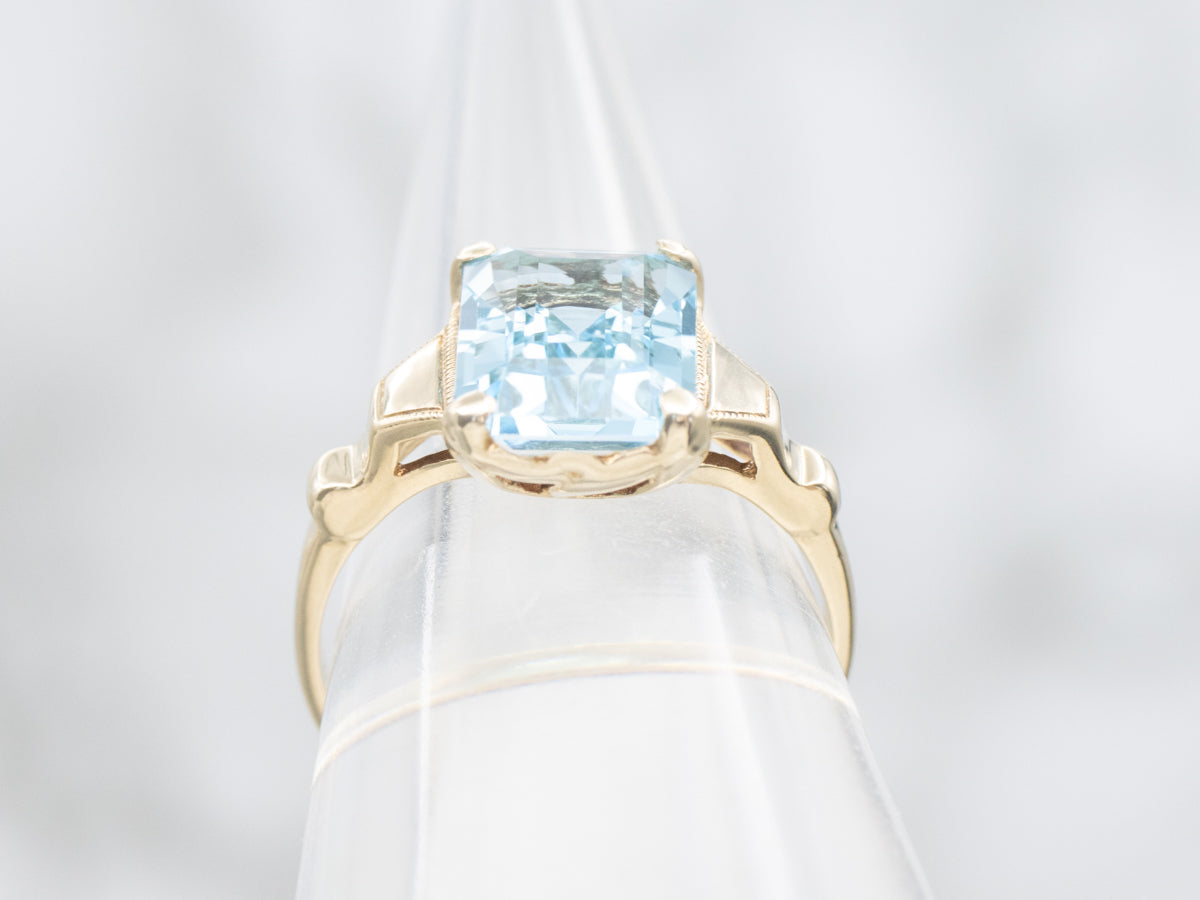 Victorian Revival Blue Topaz Solitaire Ring
