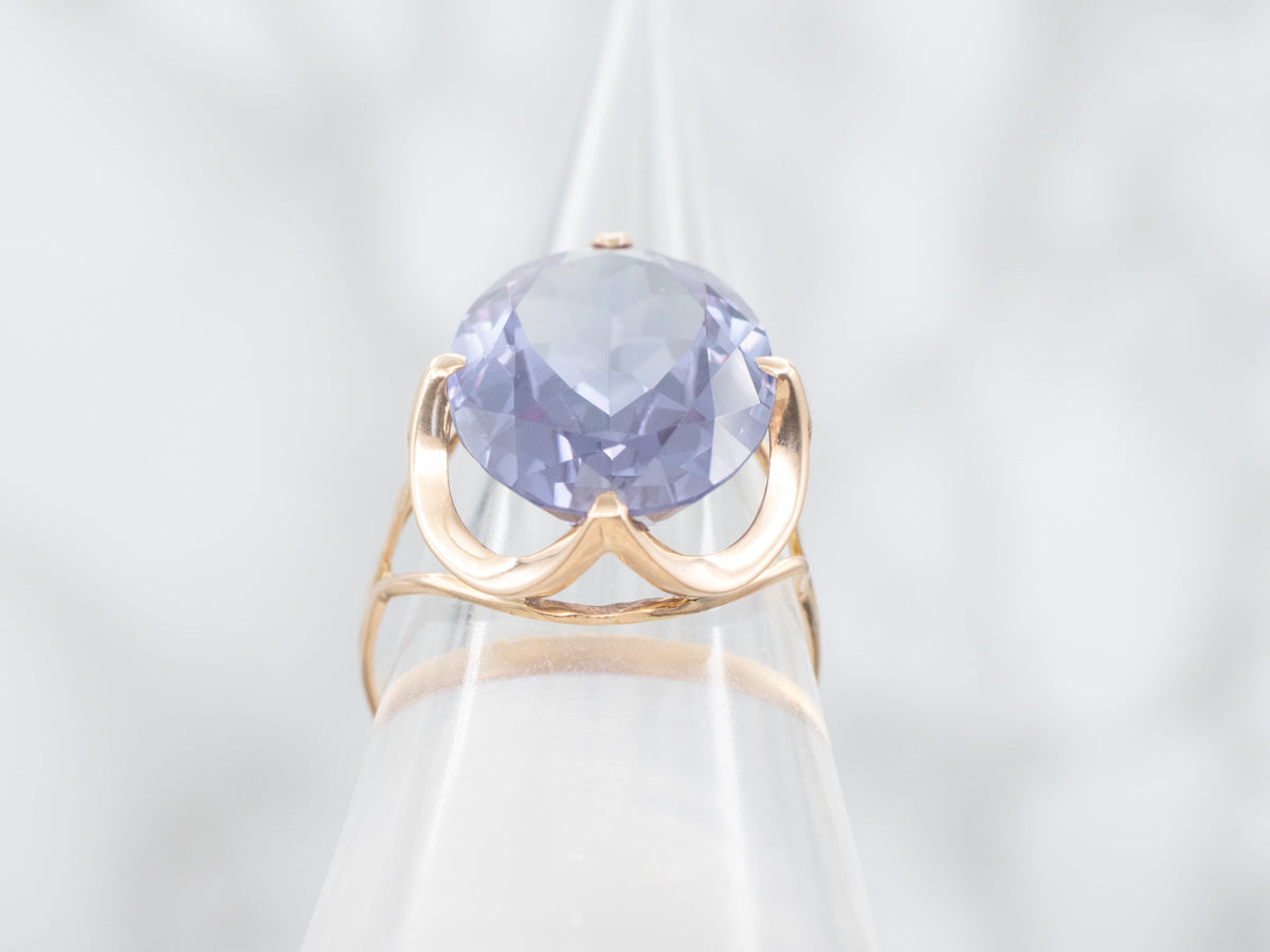 Synthetic Alexandrite Cocktail Ring in Vintage Gold Setting