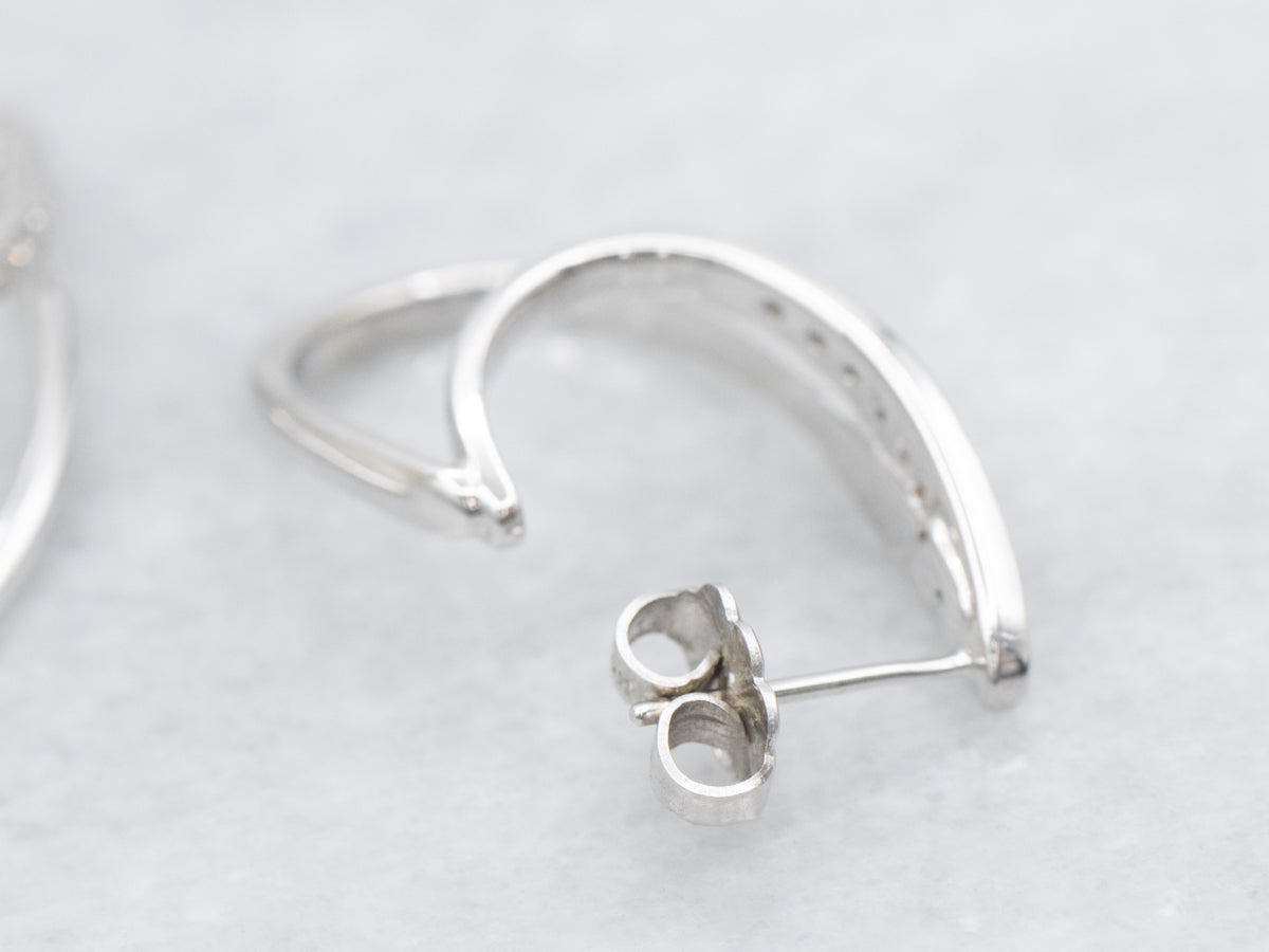 Modernist Double Diamond Hoop Earrings