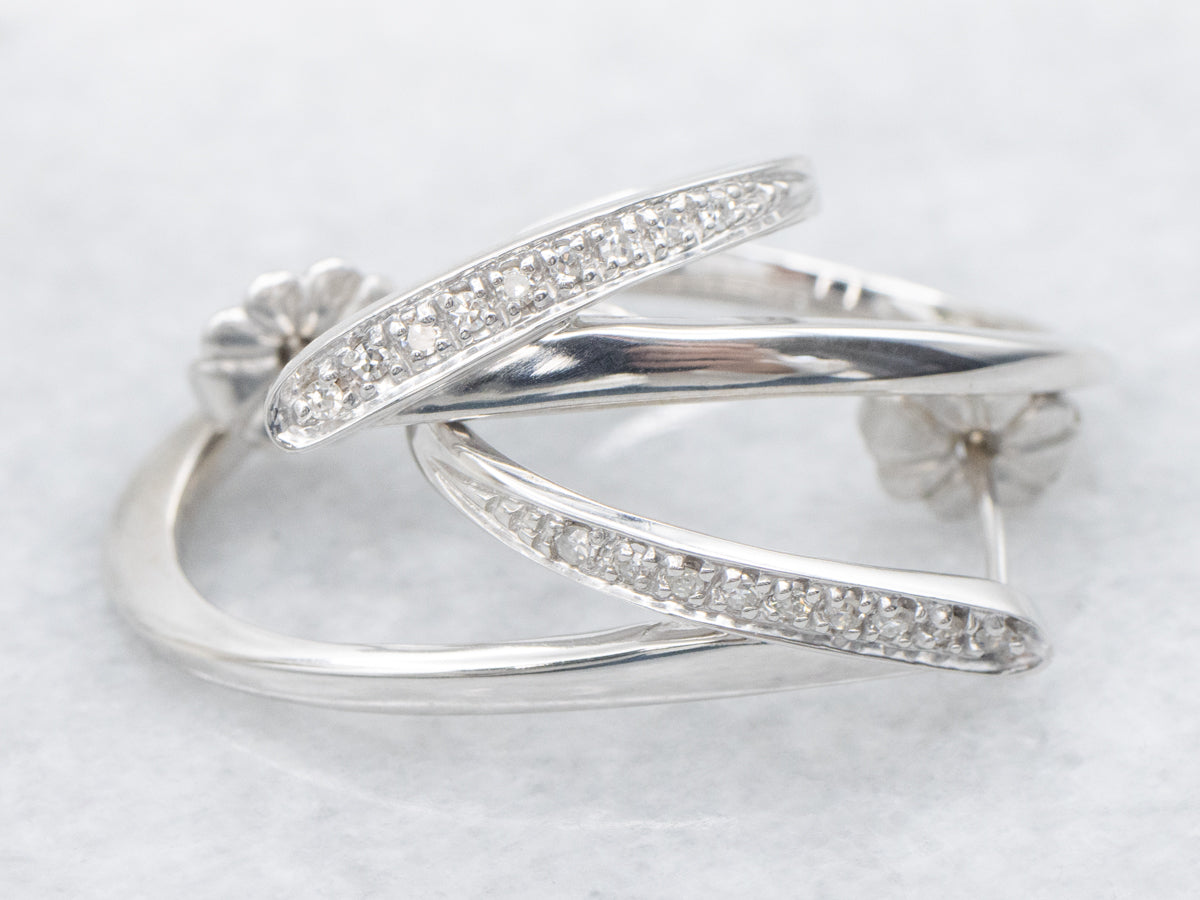 Modernist Double Diamond Hoop Earrings