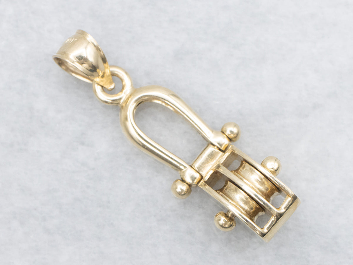 Gold Double Pulley System Pendant