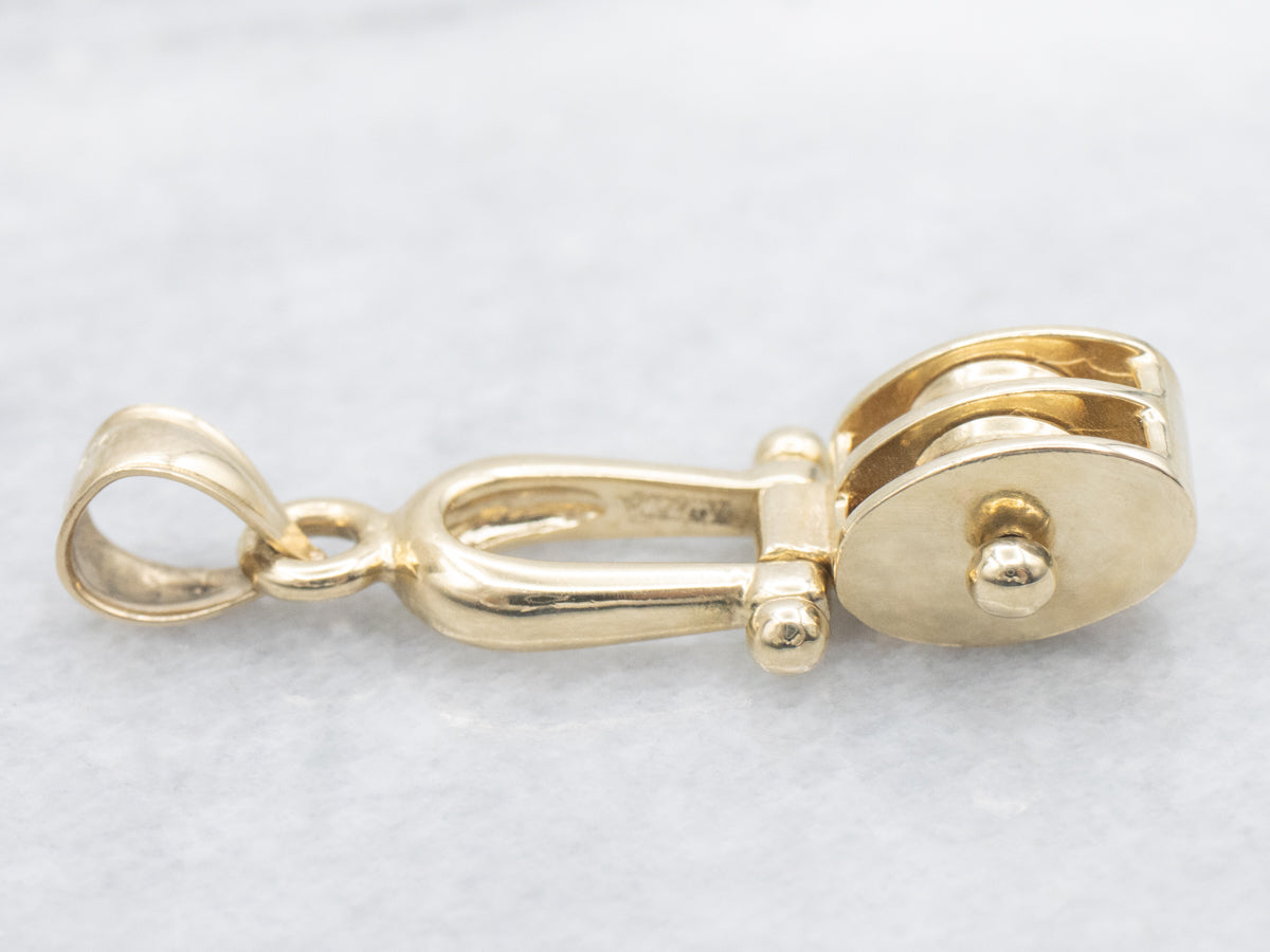 Gold Double Pulley System Pendant