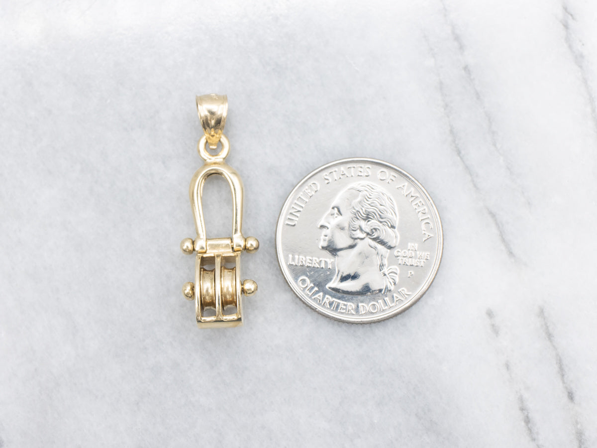 Gold Double Pulley System Pendant