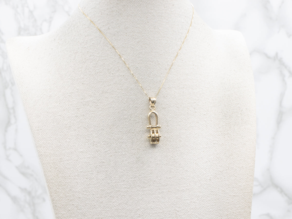 Gold Double Pulley System Pendant