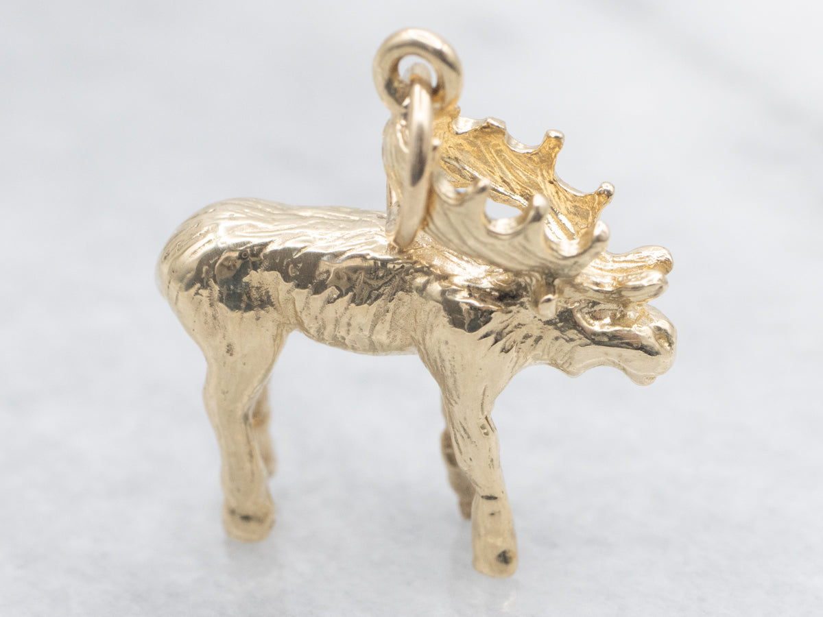 Large Gold Moose Charm Pendant