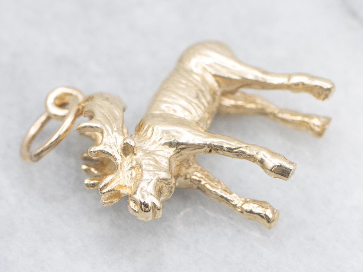 Large Gold Moose Charm Pendant