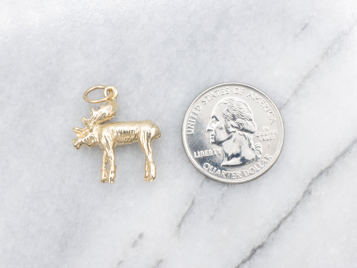 Large Gold Moose Charm Pendant