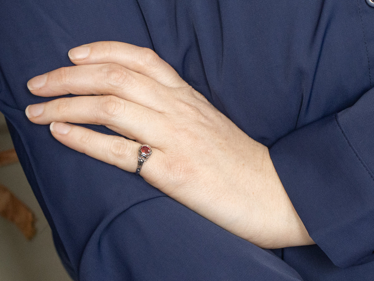 Art Deco Ruby Solitaire Engagement Ring