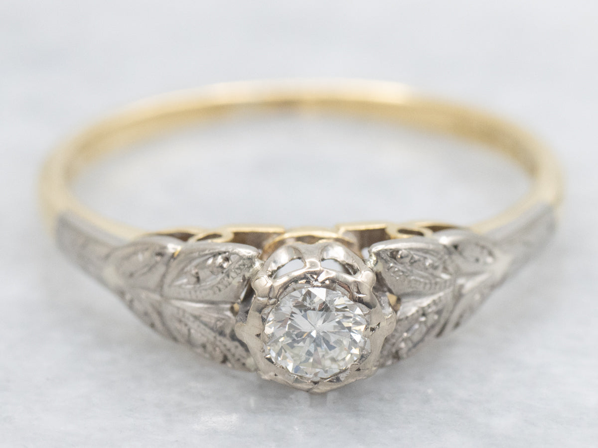 Botanical Gold Vintage Diamond Engagement Ring