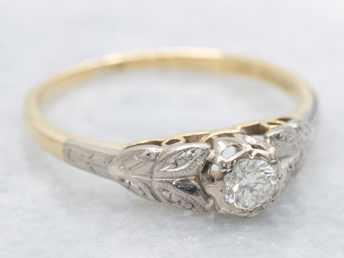 Botanical Gold Vintage Diamond Engagement Ring