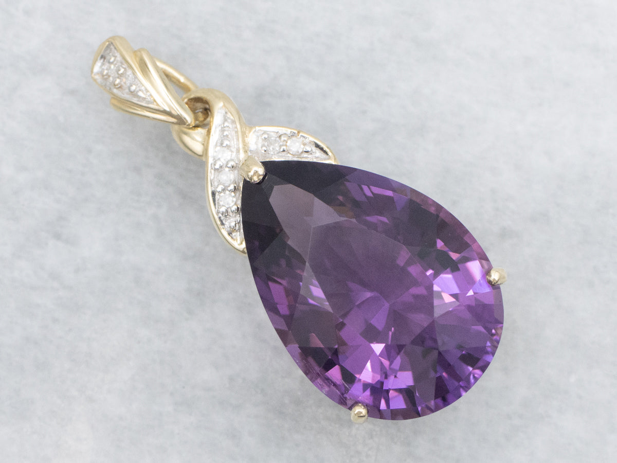 Pear-Cut Amethyst Pendent with Diamond Accent