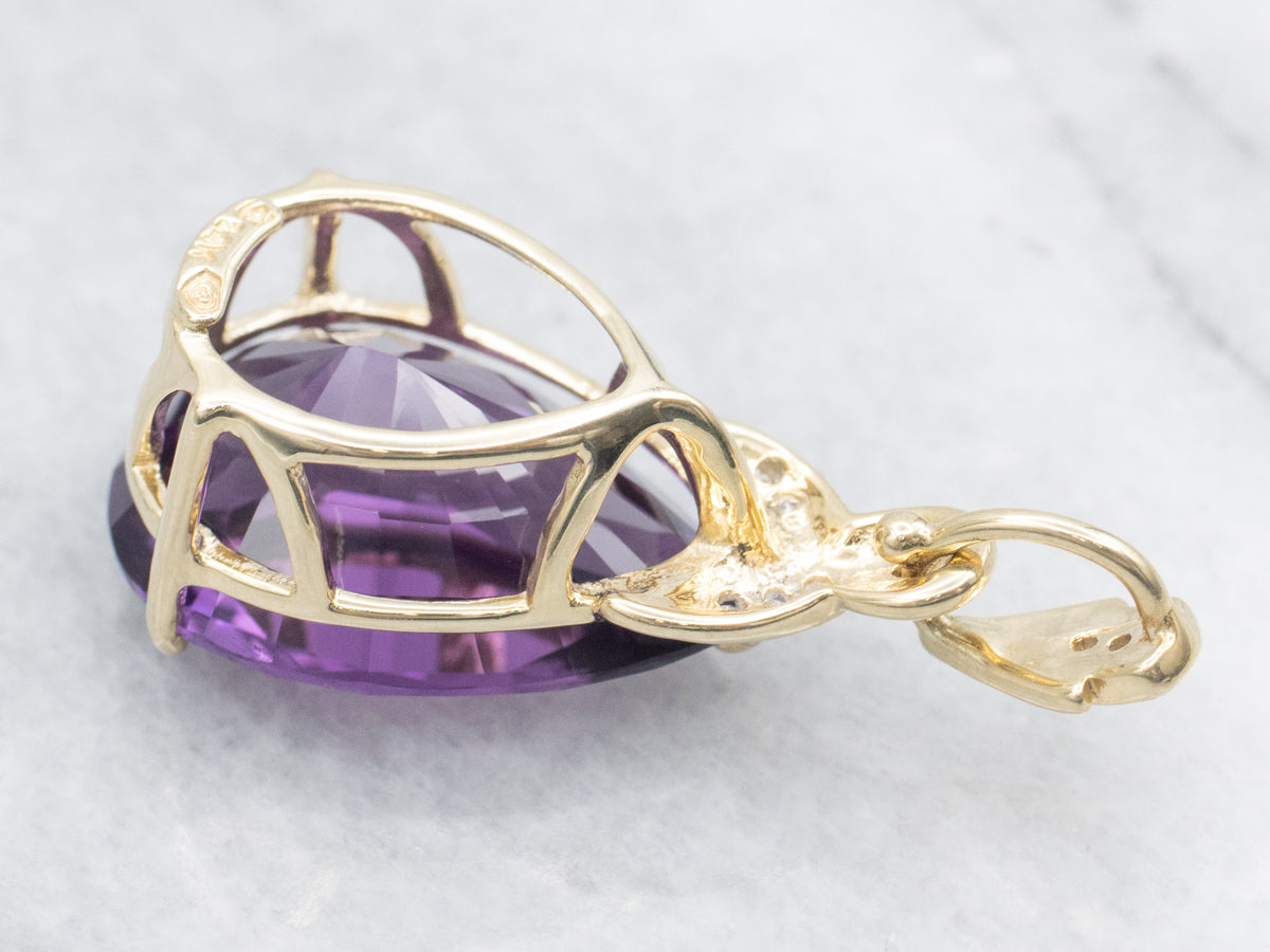 Pear-Cut Amethyst Pendent with Diamond Accent