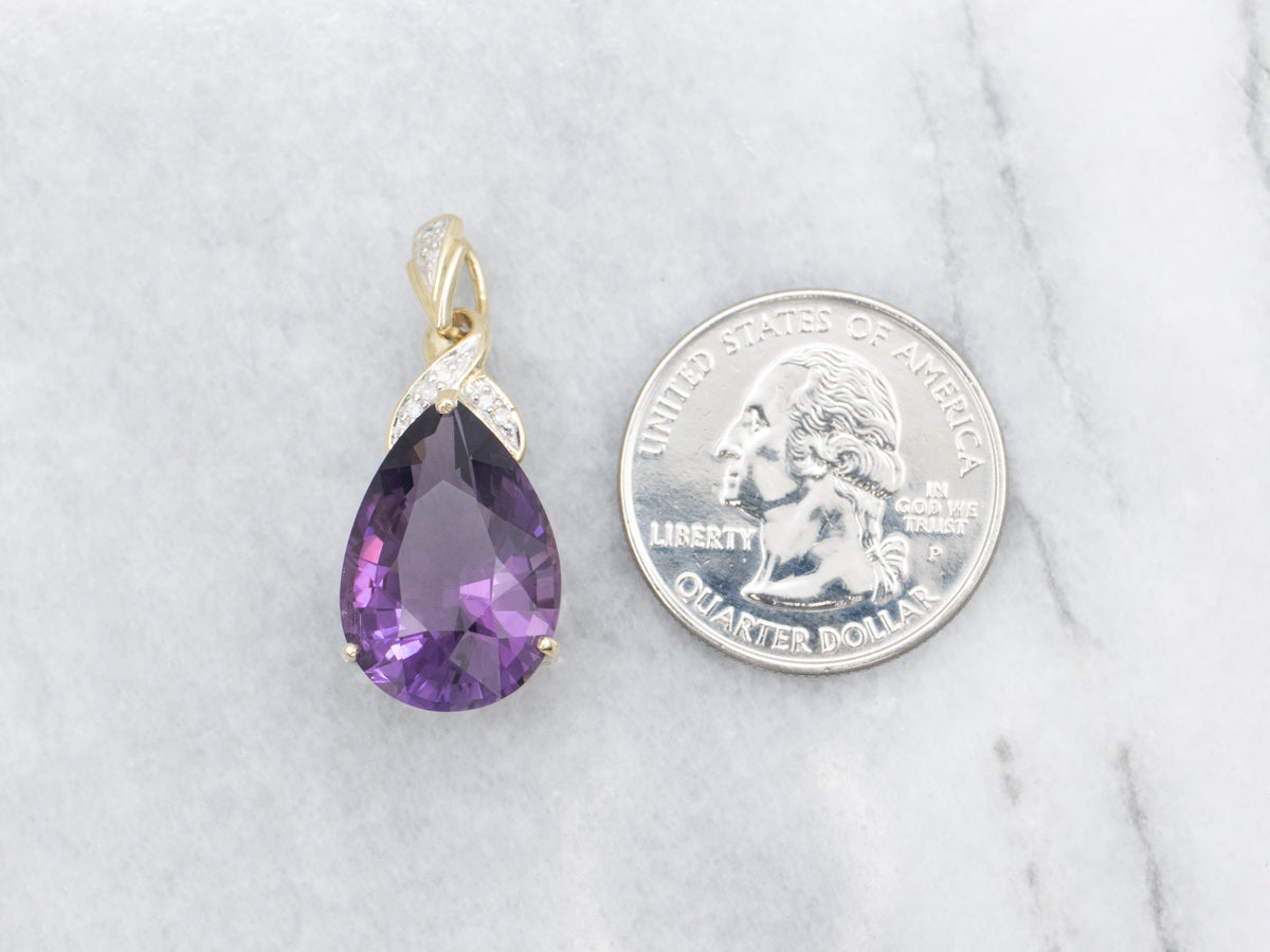 Pear-Cut Amethyst Pendent with Diamond Accent
