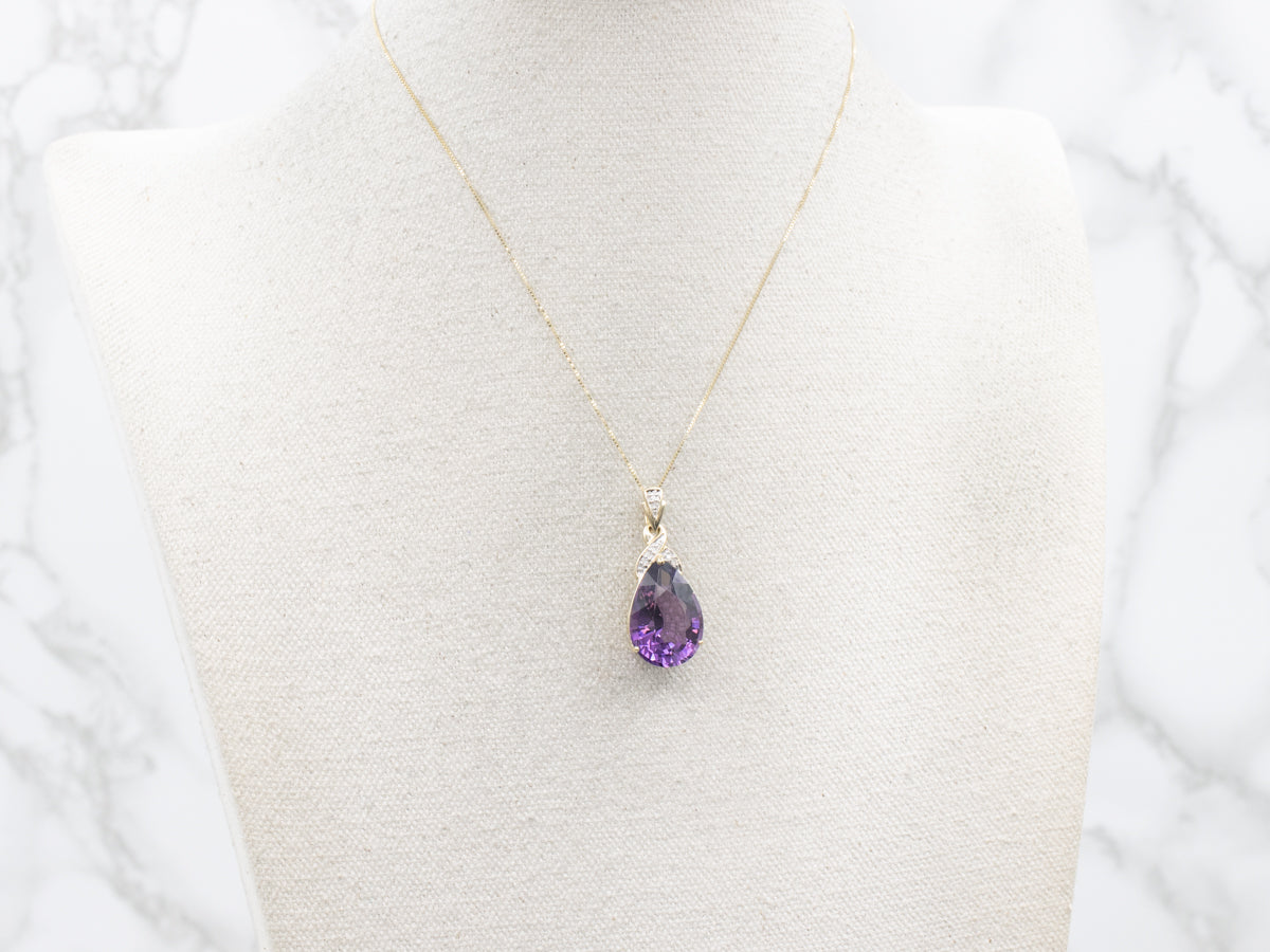 Pear-Cut Amethyst Pendent with Diamond Accent
