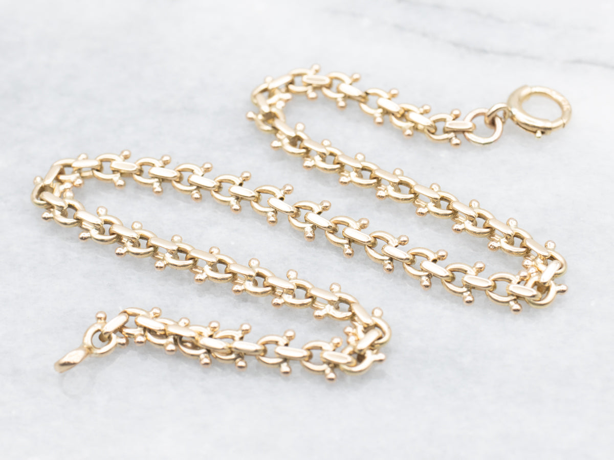Polished Gold Dotted Link Bracelet or Anklet