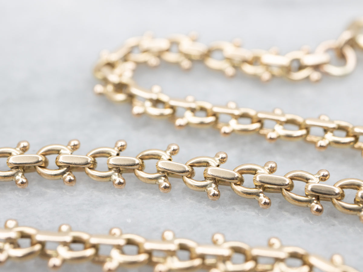 Polished Gold Dotted Link Bracelet or Anklet