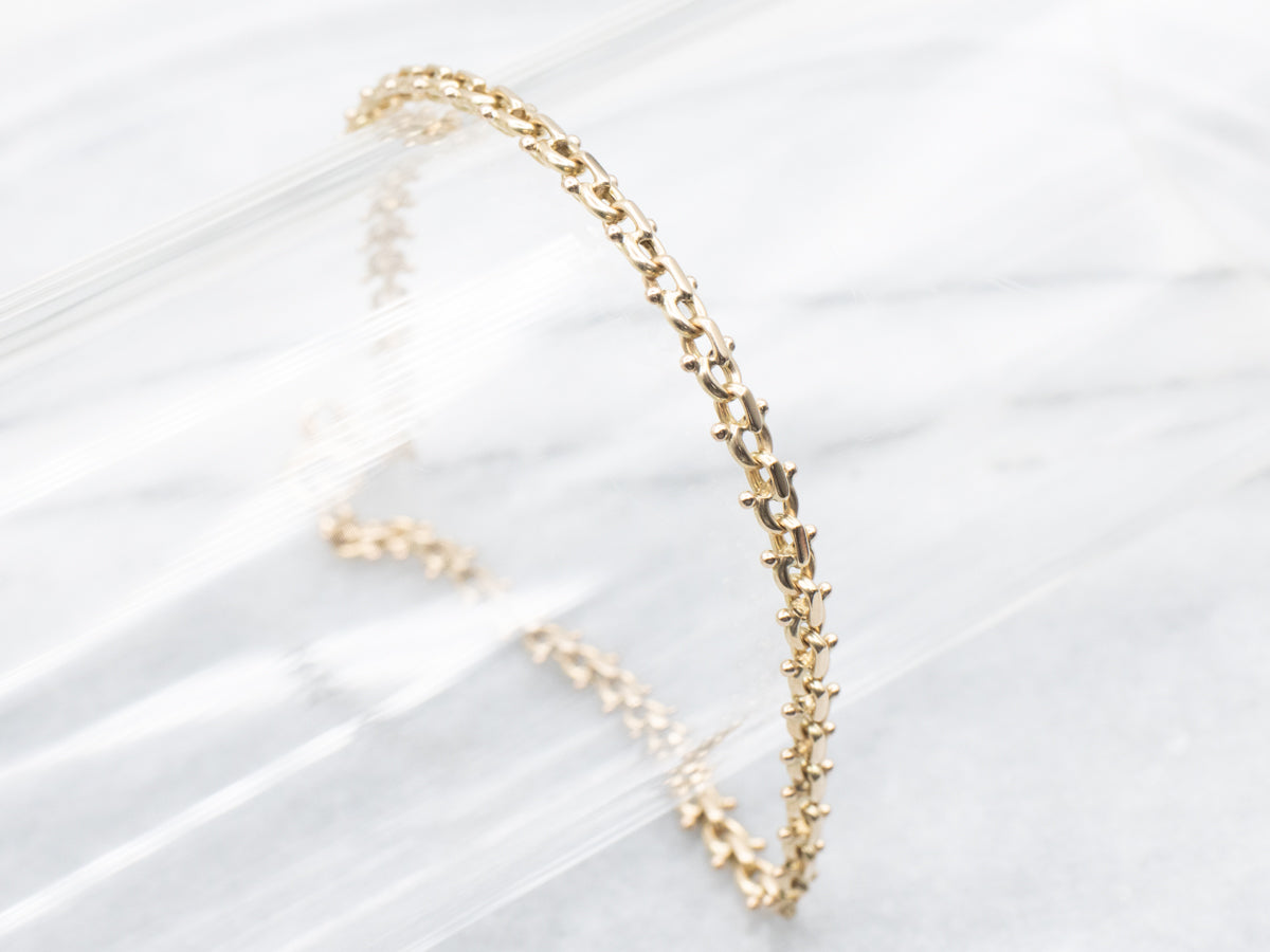 Polished Gold Dotted Link Bracelet or Anklet