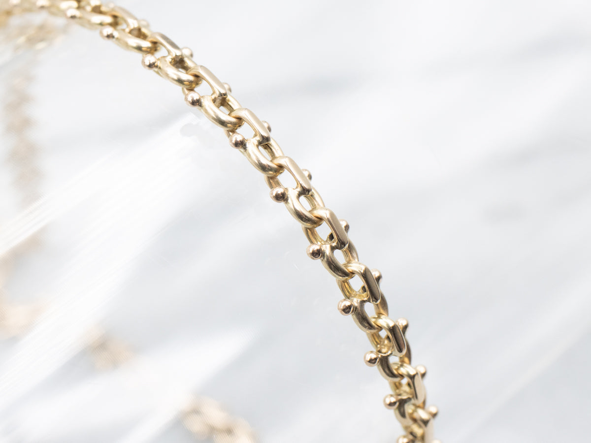 Polished Gold Dotted Link Bracelet or Anklet
