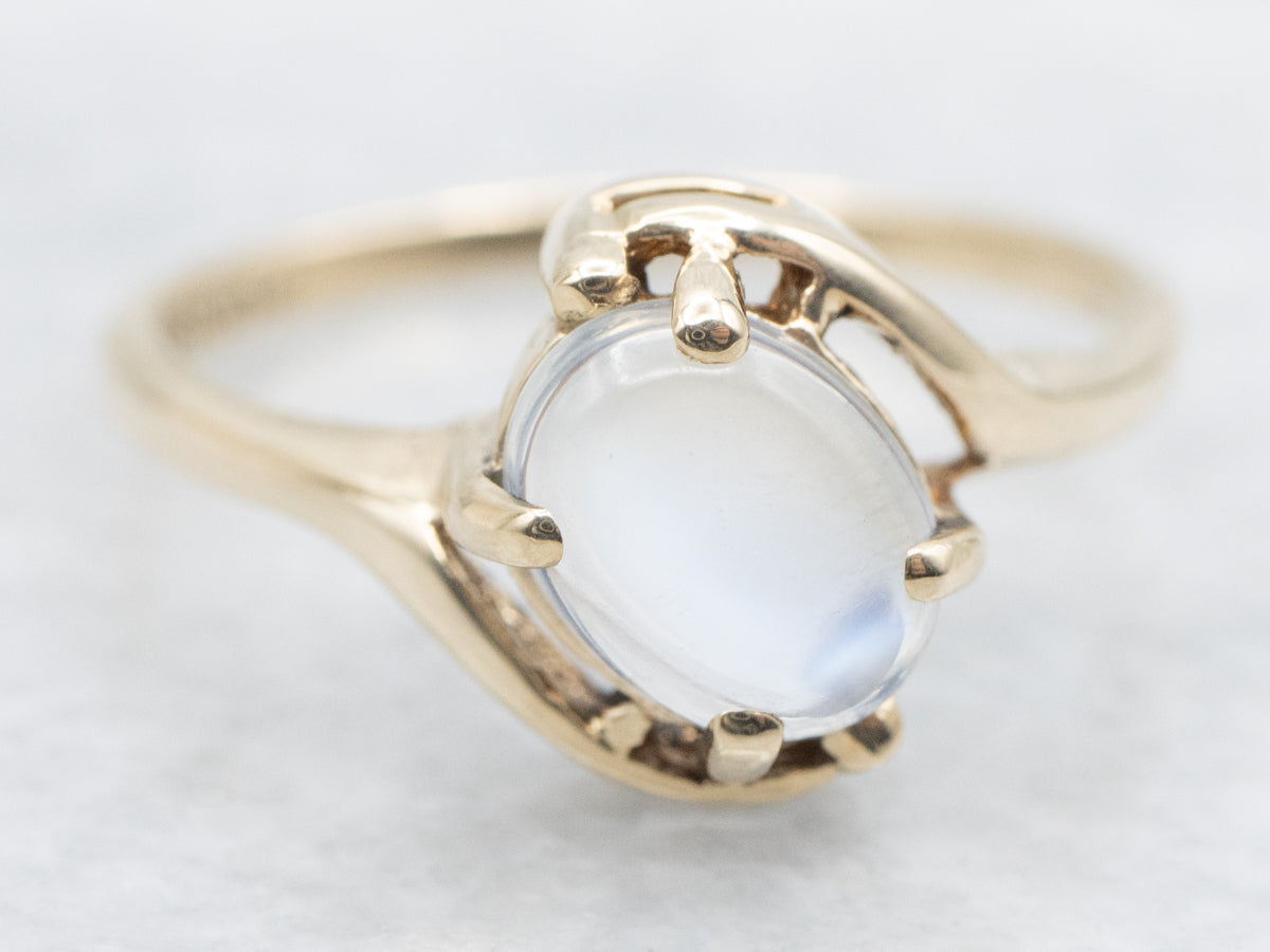 Blue Flash Moonstone Bypass Ring