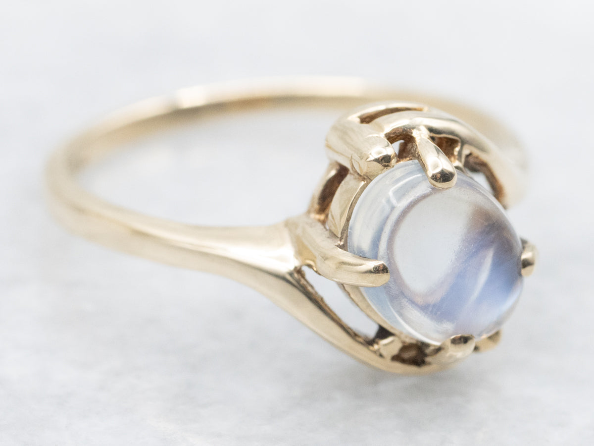 Blue Flash Moonstone Bypass Ring