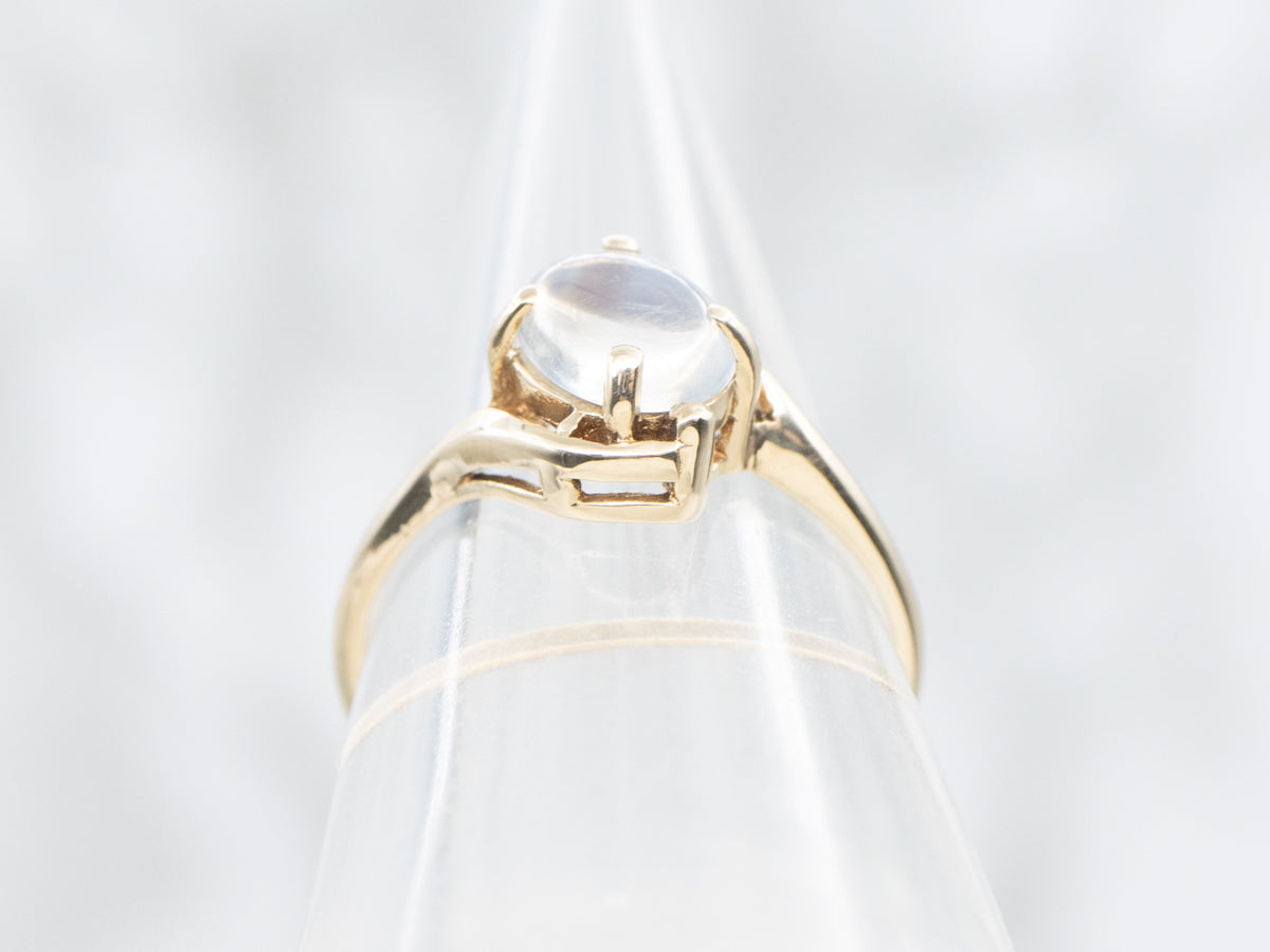 Blue Flash Moonstone Bypass Ring