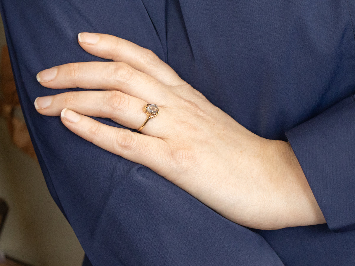 Blue Flash Moonstone Bypass Ring