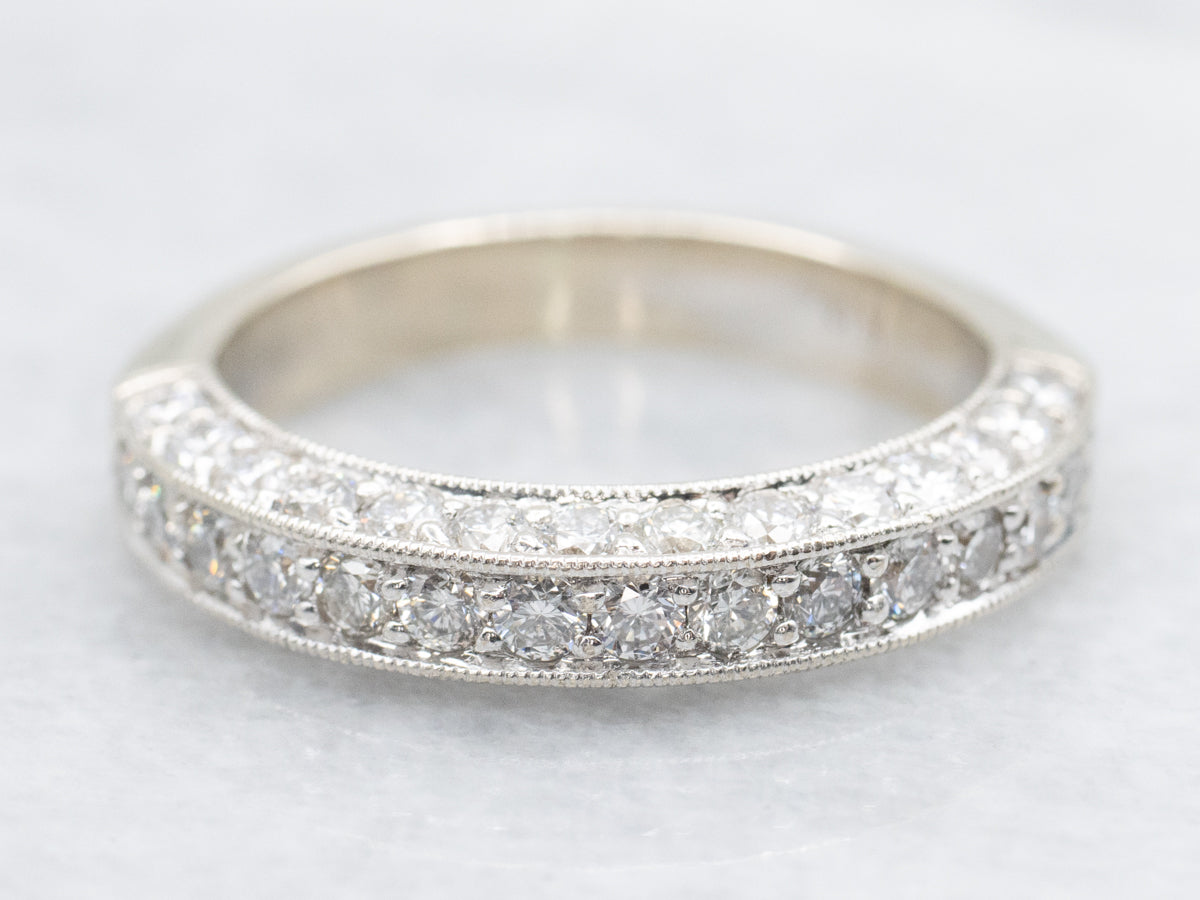 Polished Diamond Encrusted Wedding Band