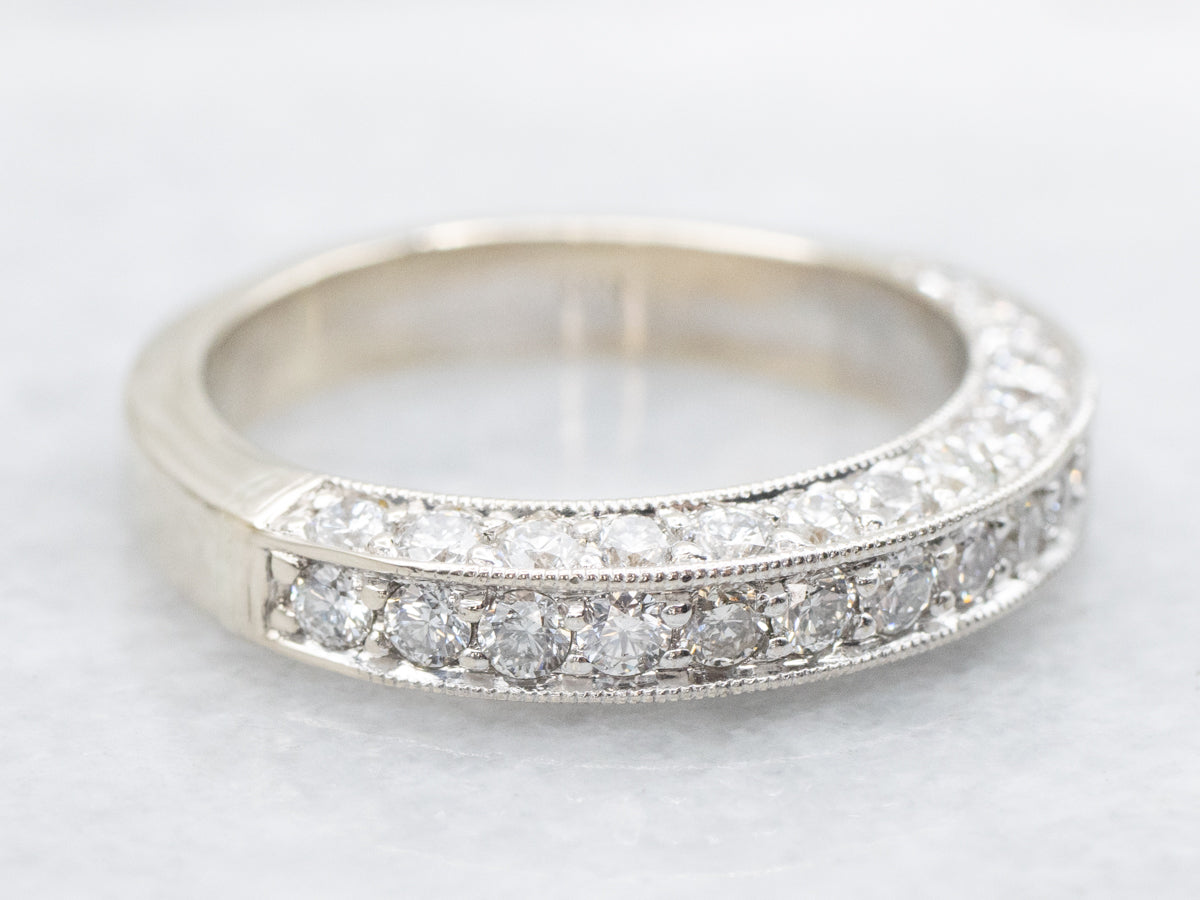 Polished Diamond Encrusted Wedding Band