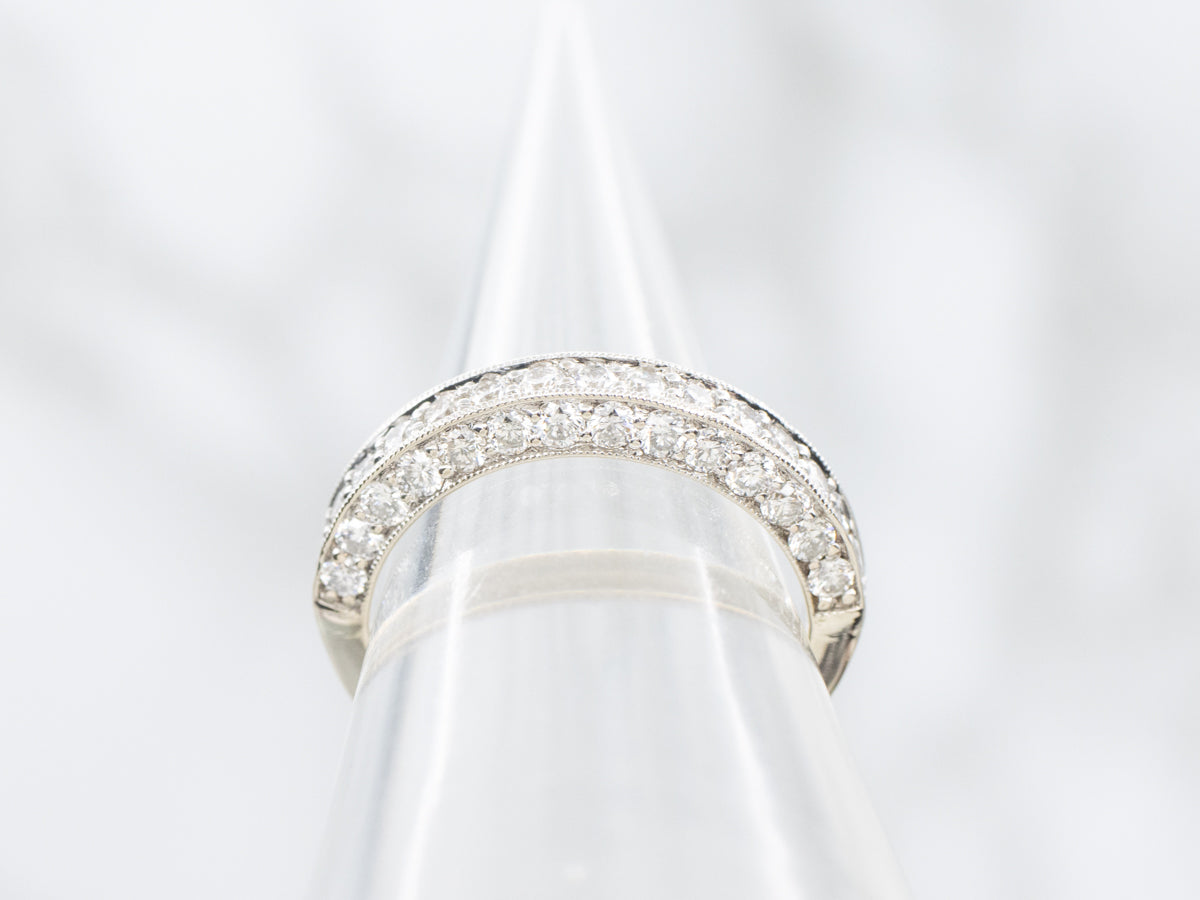 Polished Diamond Encrusted Wedding Band