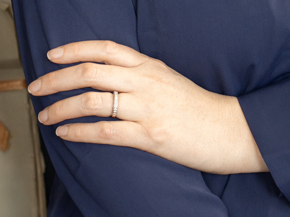 Polished Diamond Encrusted Wedding Band