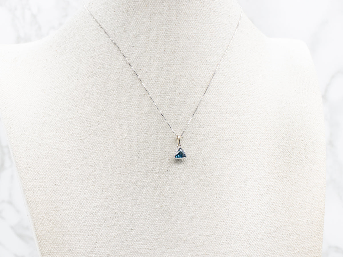 Trillion-Cut London Blue Topaz Solitaire Pendant