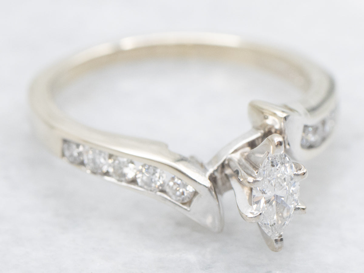 Marquise Cut Modern Diamond Bypass Engagement Ring
