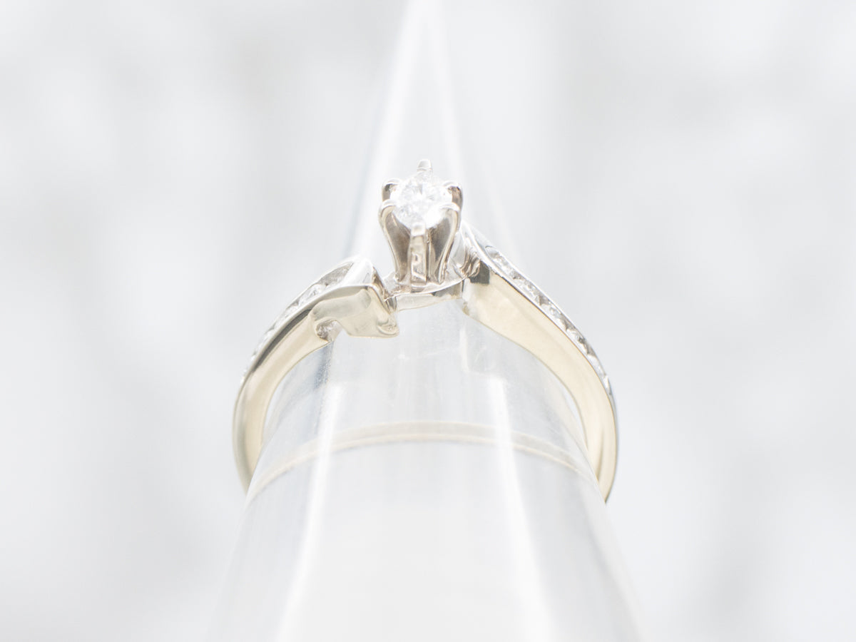 Marquise Cut Modern Diamond Bypass Engagement Ring