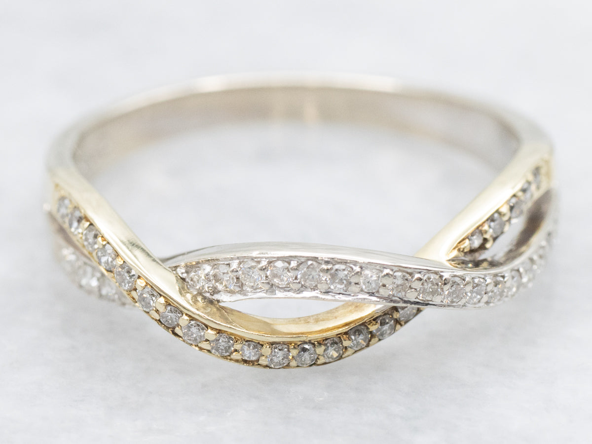 Twisting Gold Diamond Band