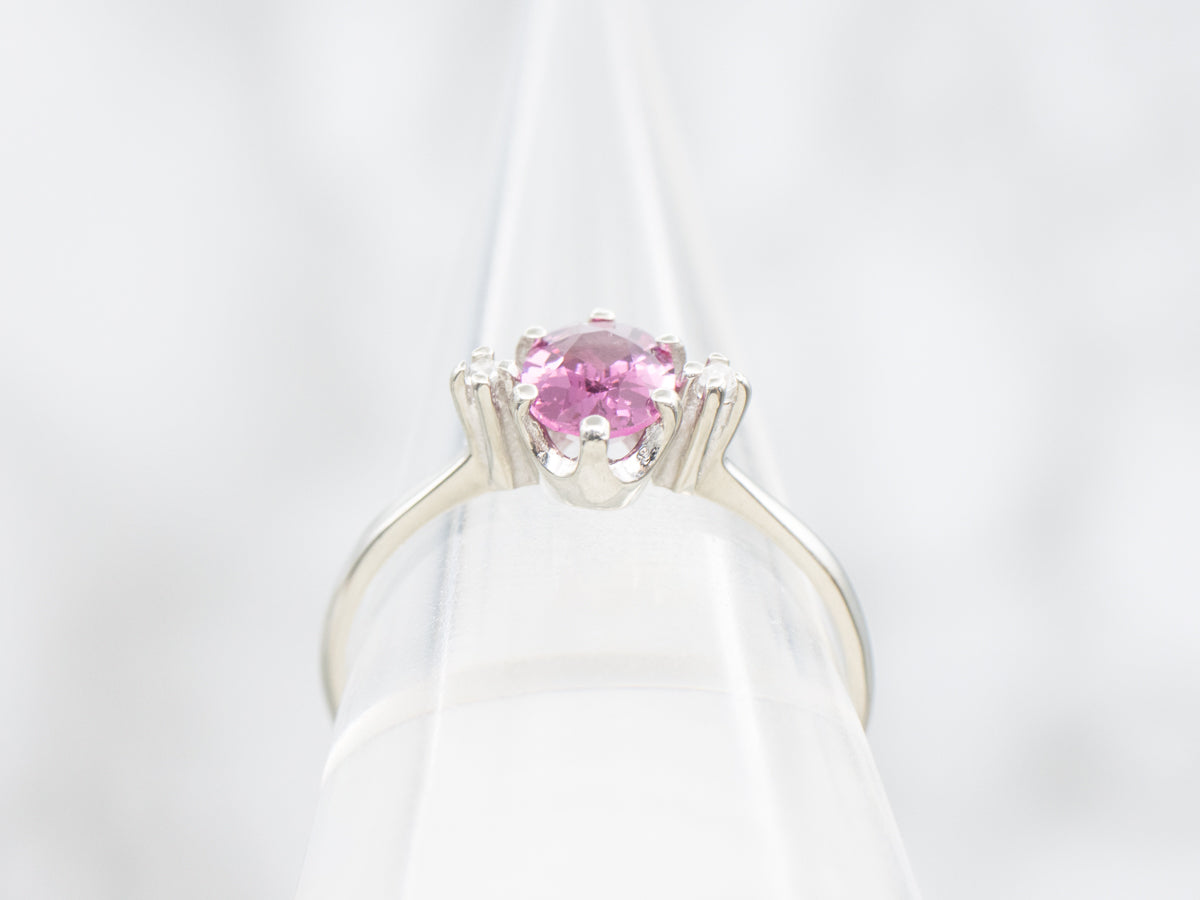 Rhodolite Garnet and Diamond Three Stone Ring
