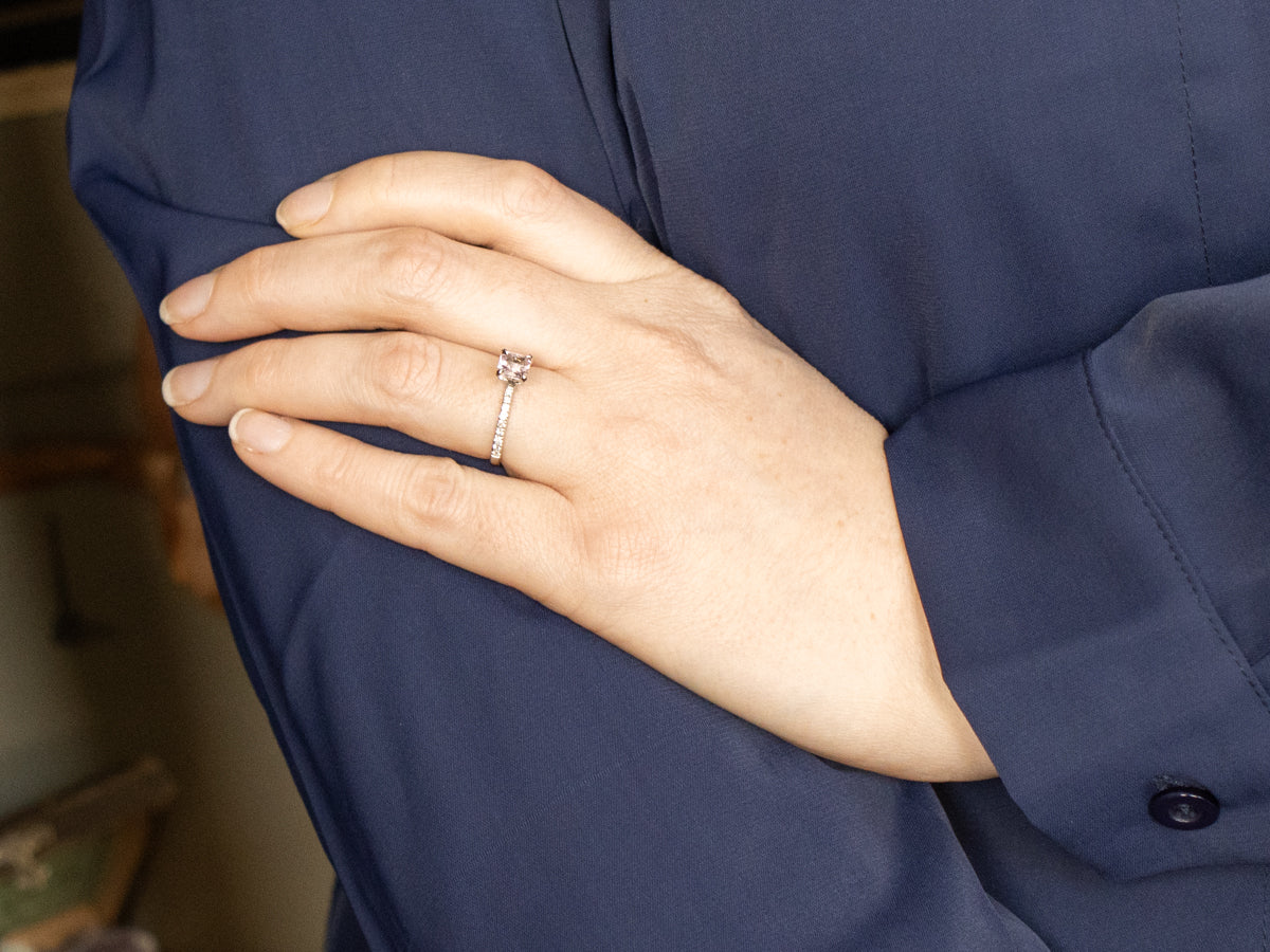 Sweet Pink Sapphire and Diamond Engagement Ring