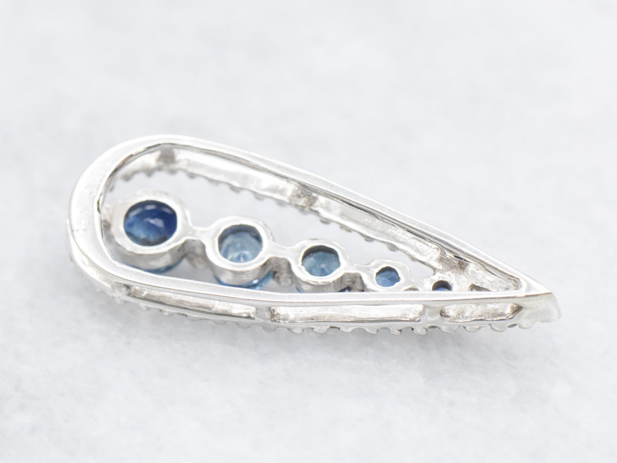 Graduated Sapphire and Diamond Teardrop Pendant