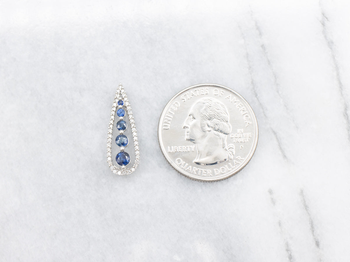 Graduated Sapphire and Diamond Teardrop Pendant