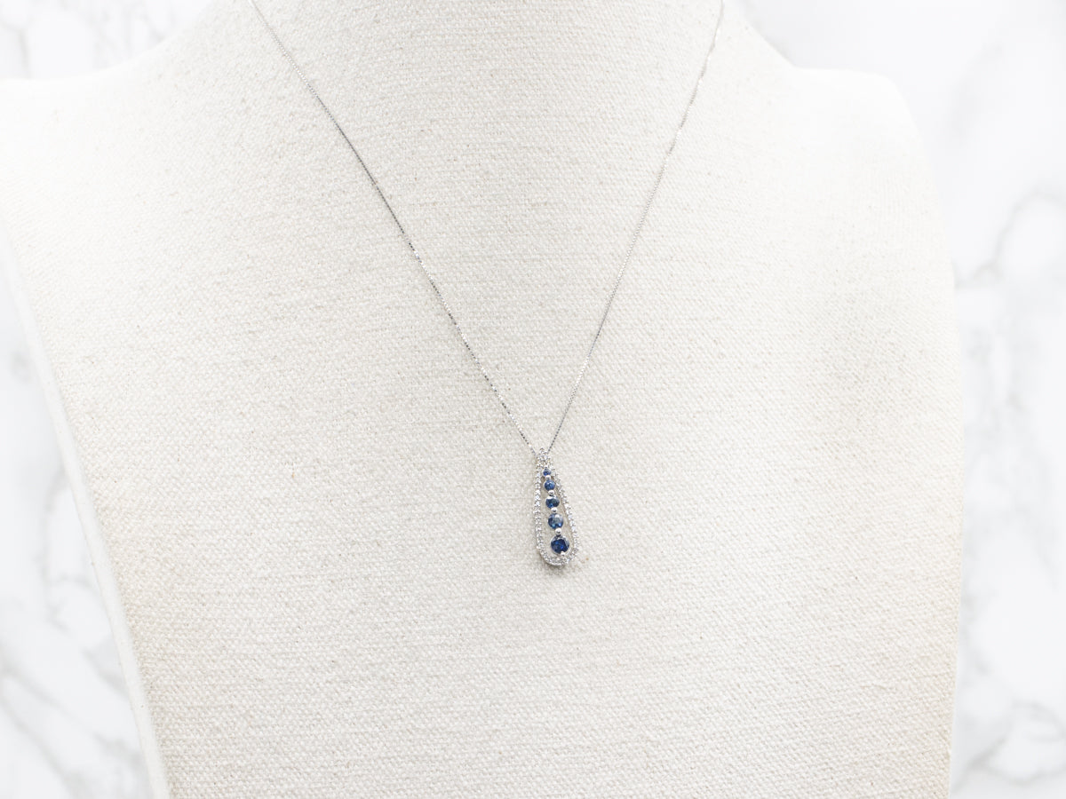 Graduated Sapphire and Diamond Teardrop Pendant