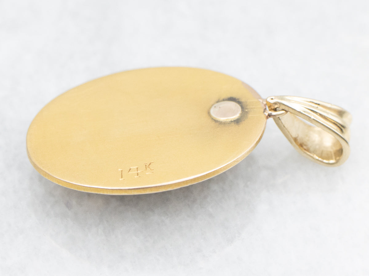 Vintage Mabe Pearl Pendant with Engraved Frame