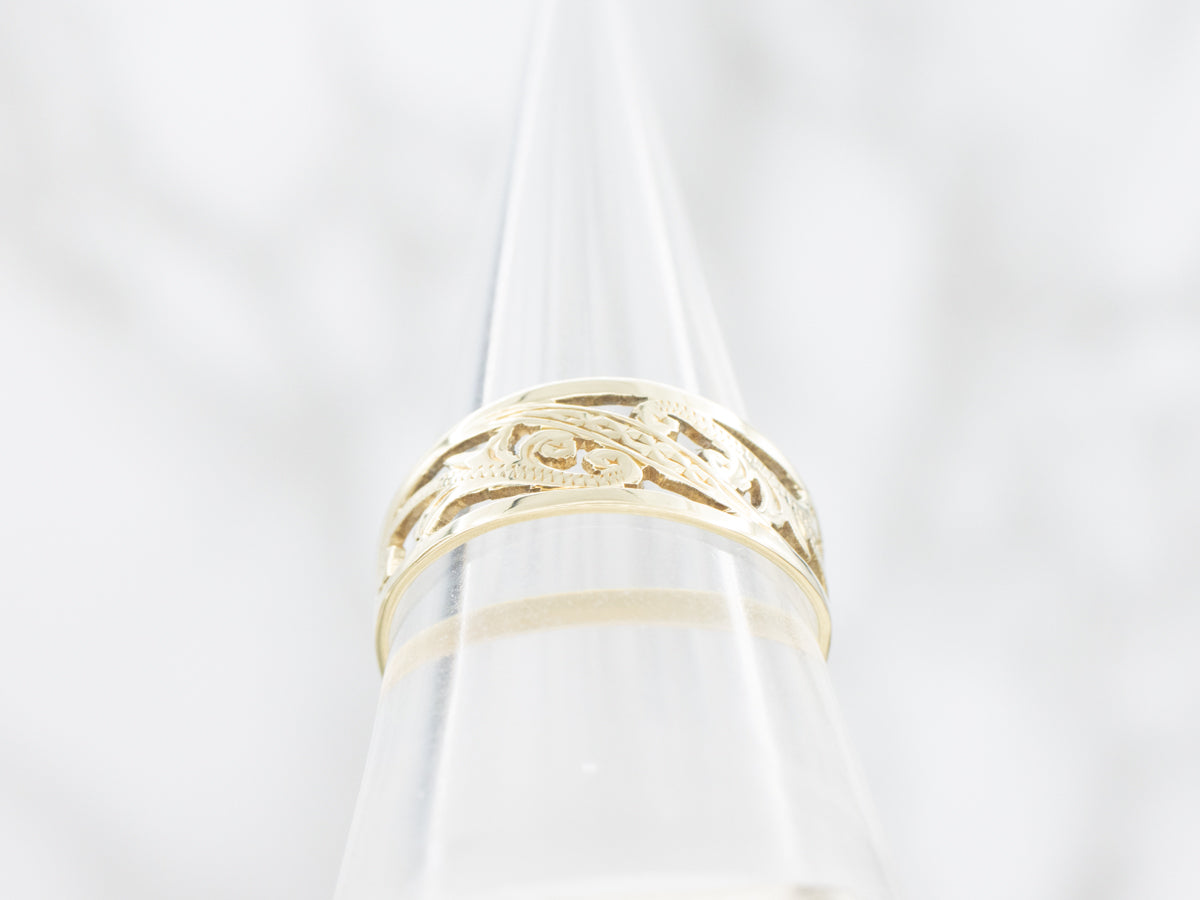 Gold Pierced-Patterned Botanical Band