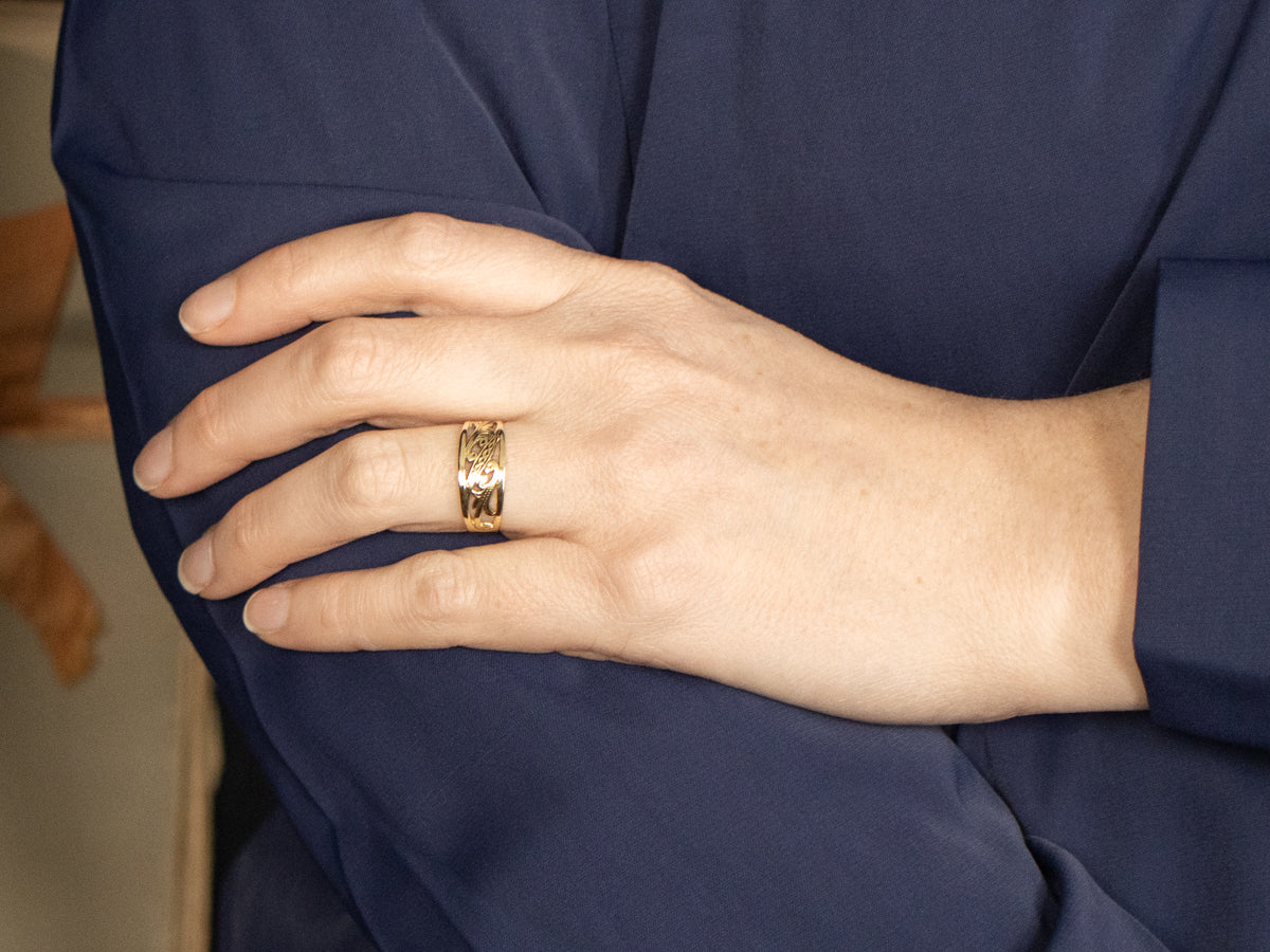 Gold Pierced-Patterned Botanical Band