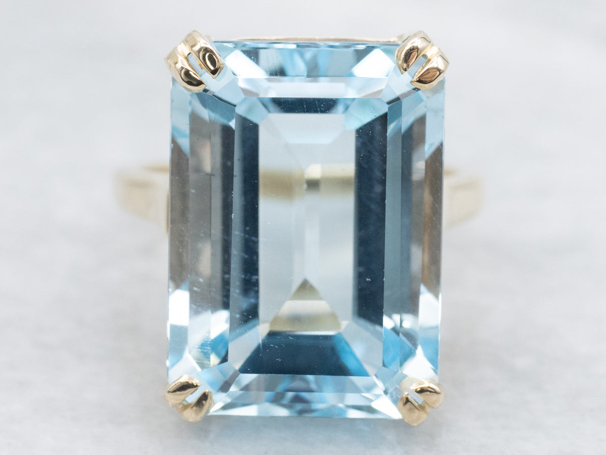 Blue Topaz Emerald Cut Cocktail Ring