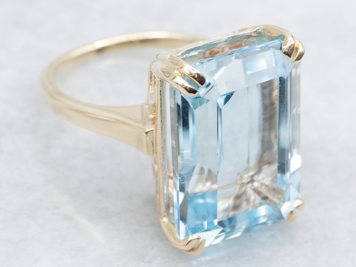 Blue Topaz Emerald Cut Cocktail Ring