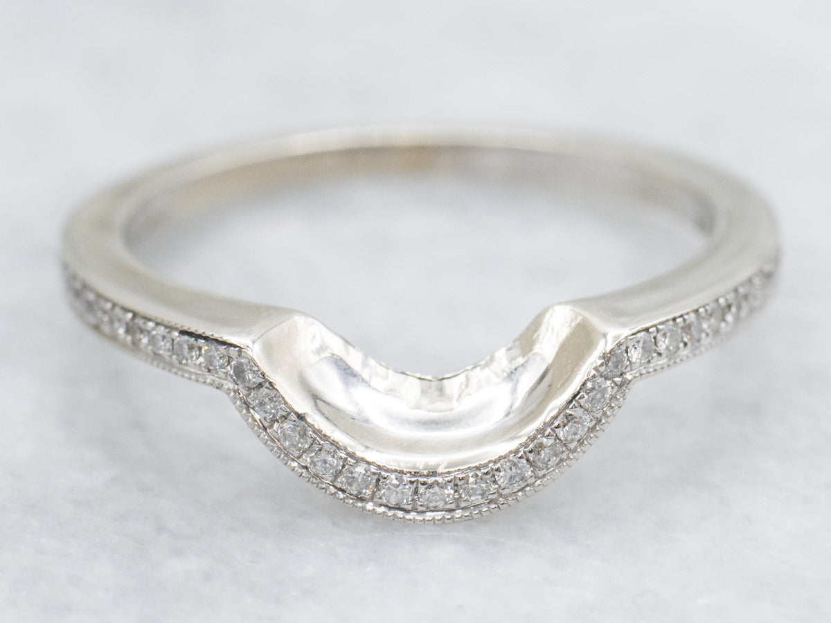 White Gold Curved Diamond Guard Band