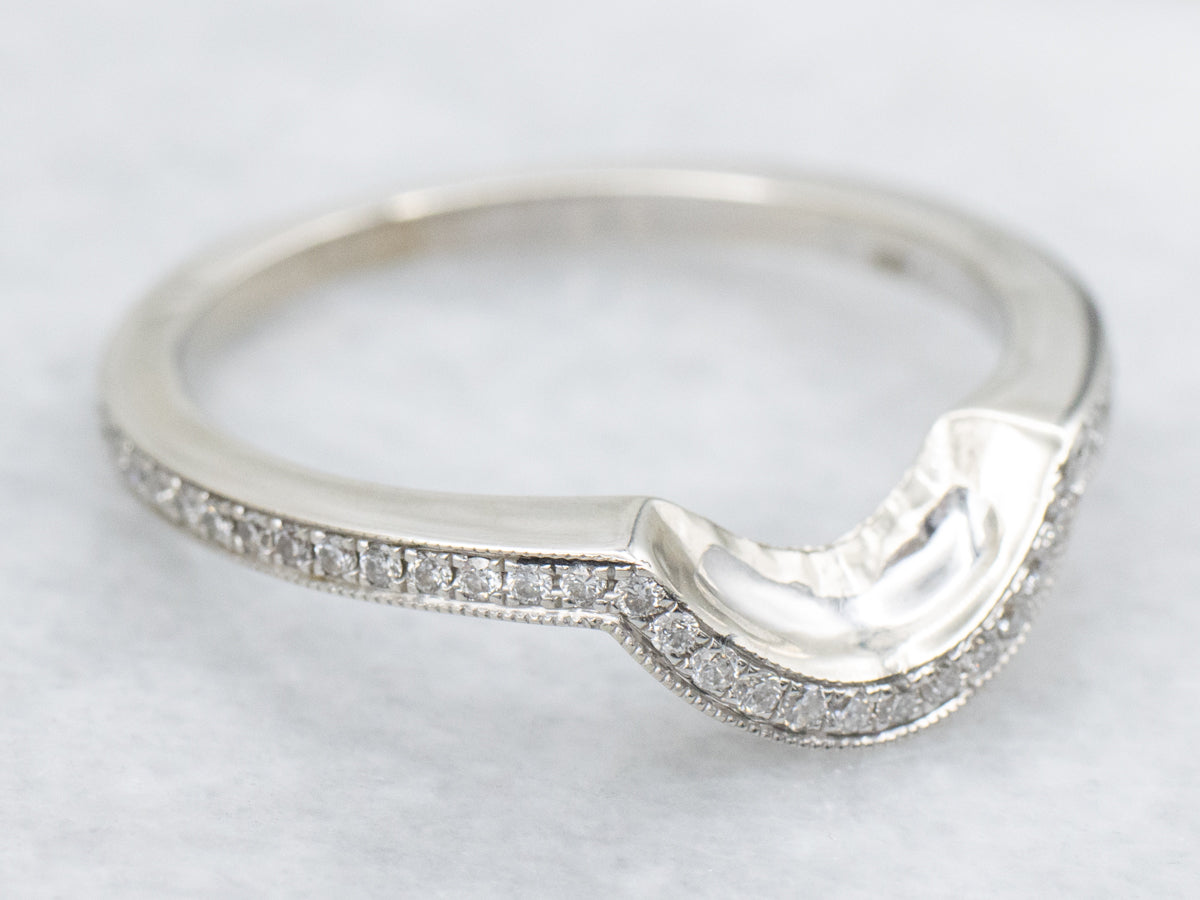 White Gold Curved Diamond Guard Band