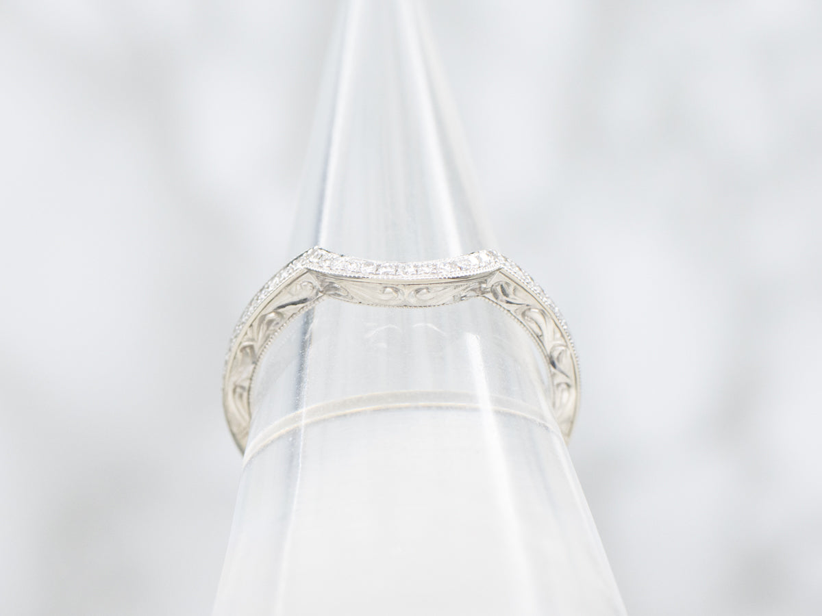 White Gold Curved Diamond Guard Band