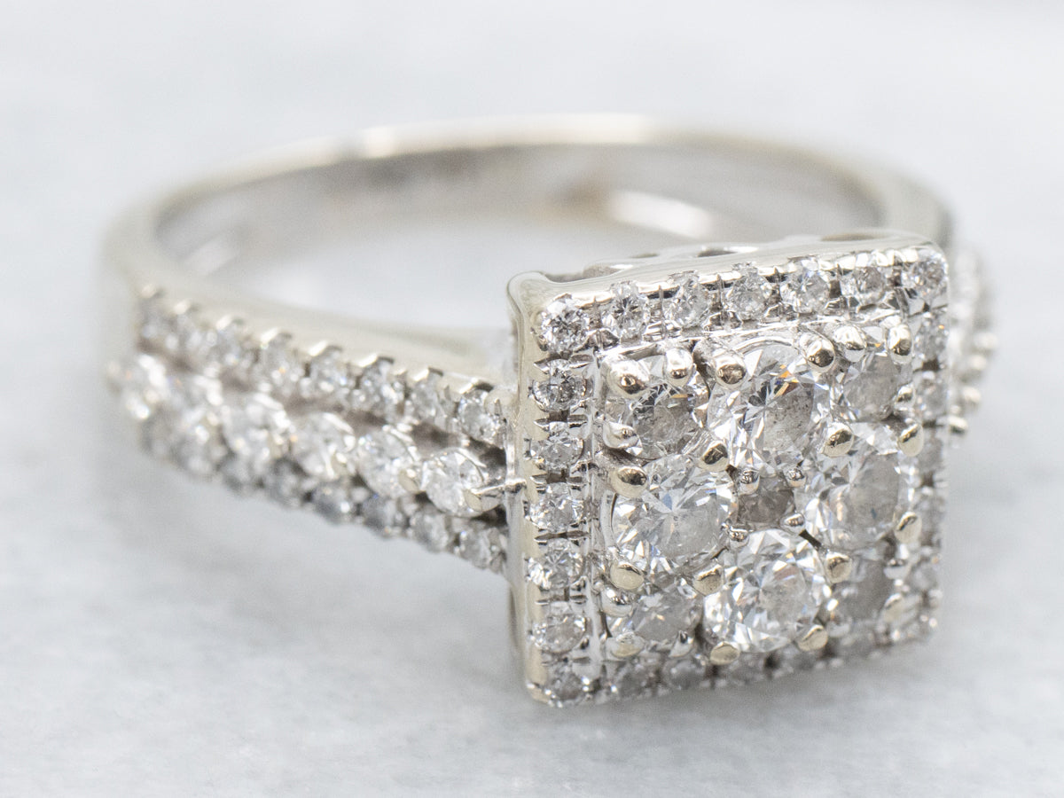 Modern Diamond Cluster Engagement Ring