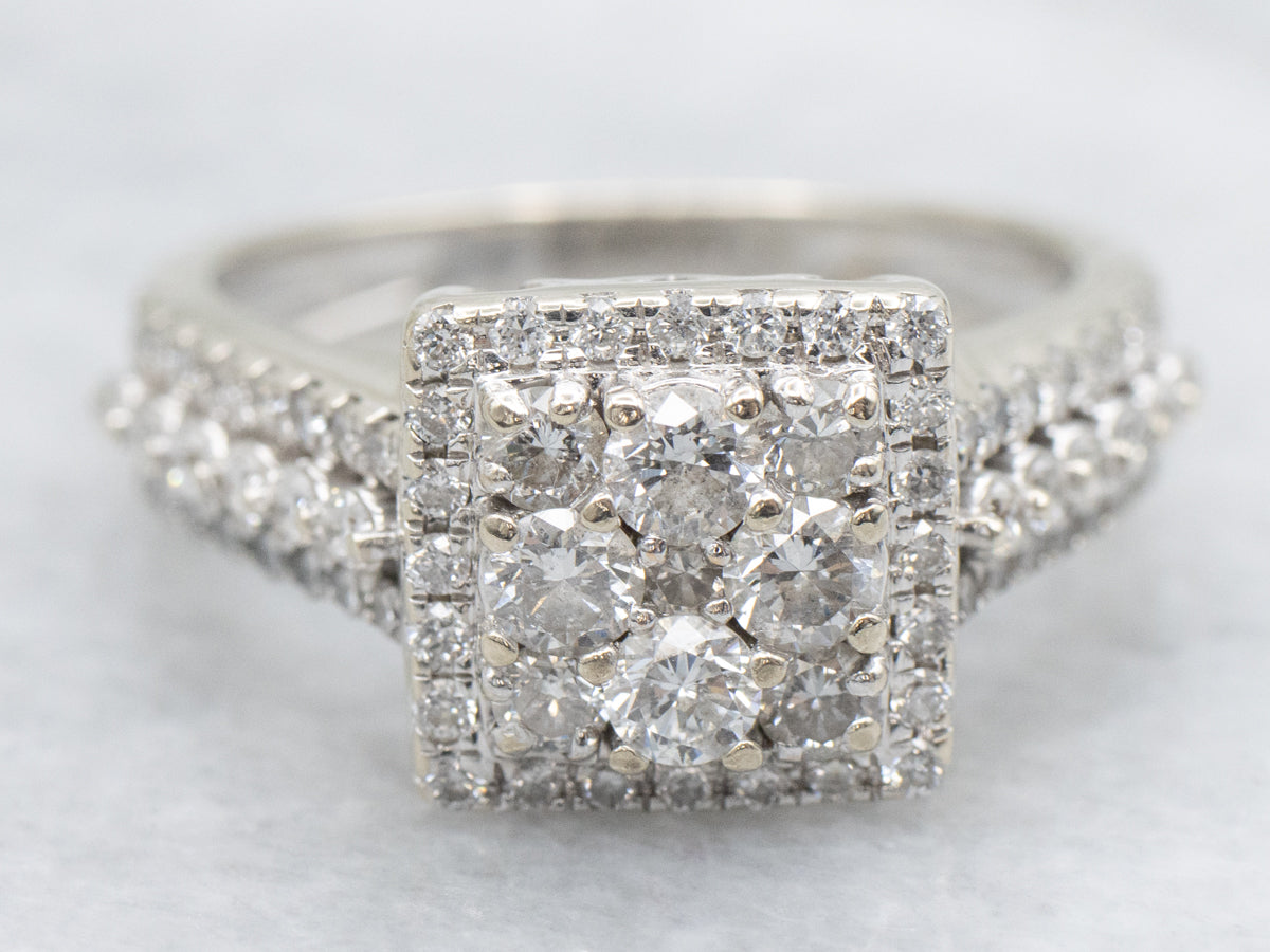 Modern Diamond Cluster Engagement Ring