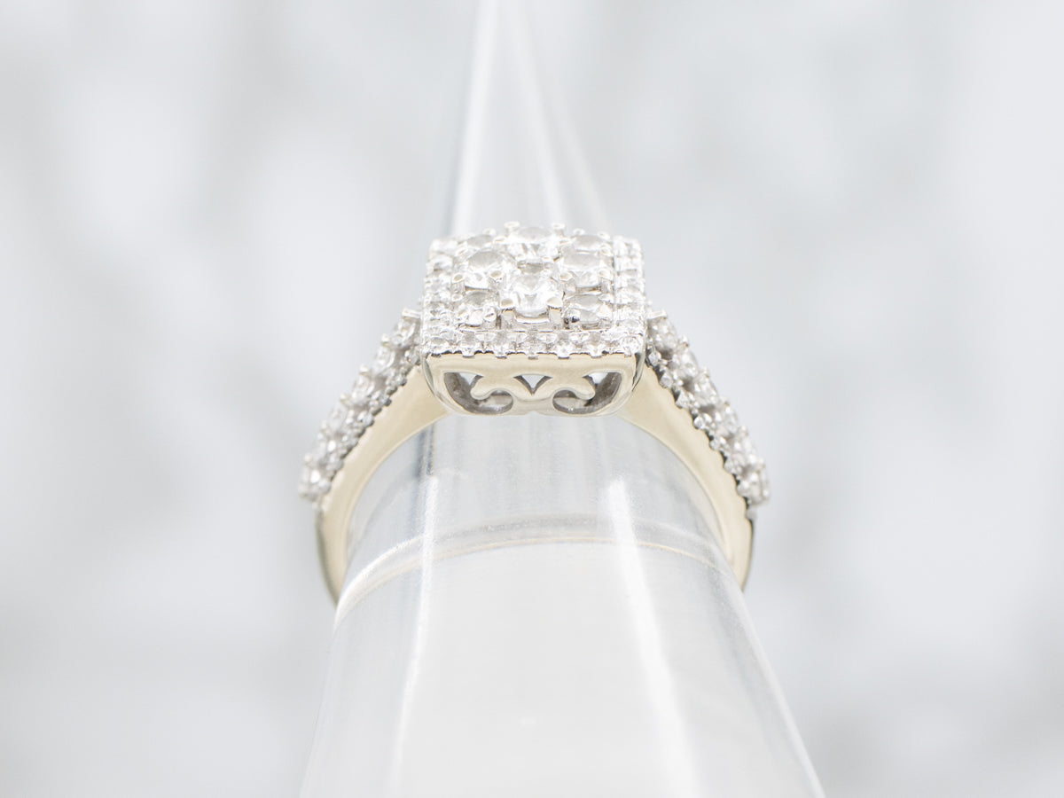 Modern Diamond Cluster Engagement Ring